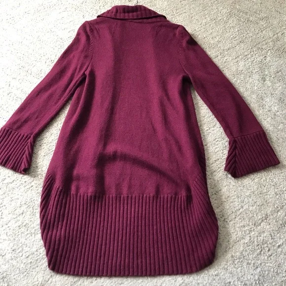 BRYN WALKER Cashmere + Angora Maroon Long Duster Cardigan Sz M - Picture 6 of 7